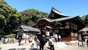 成海神社での月次祭に参列